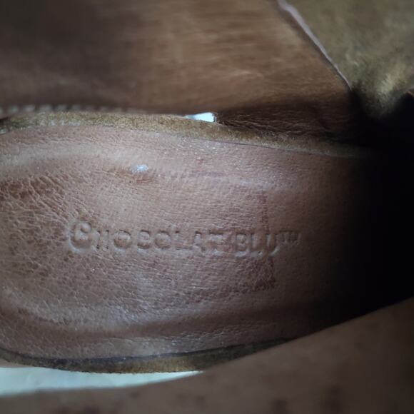 Chocolat Blu Brown Haaz Suede Sling Chunky Heel Shoe Booties 8.5 - Picture 9 of 10
